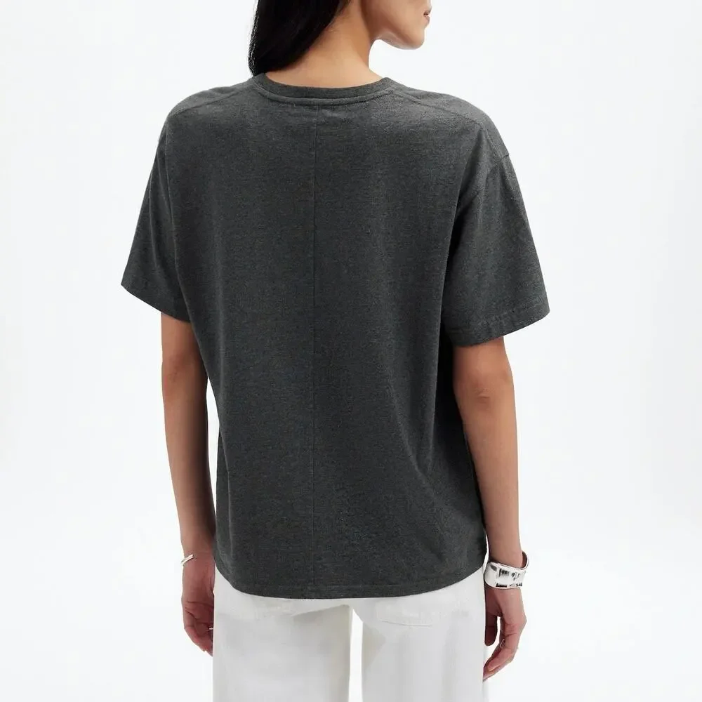 NWT Madewell 100% Cotton Relaxed Oversized Tee Heather Basalt Grey Size XS - Picture 3 of 10